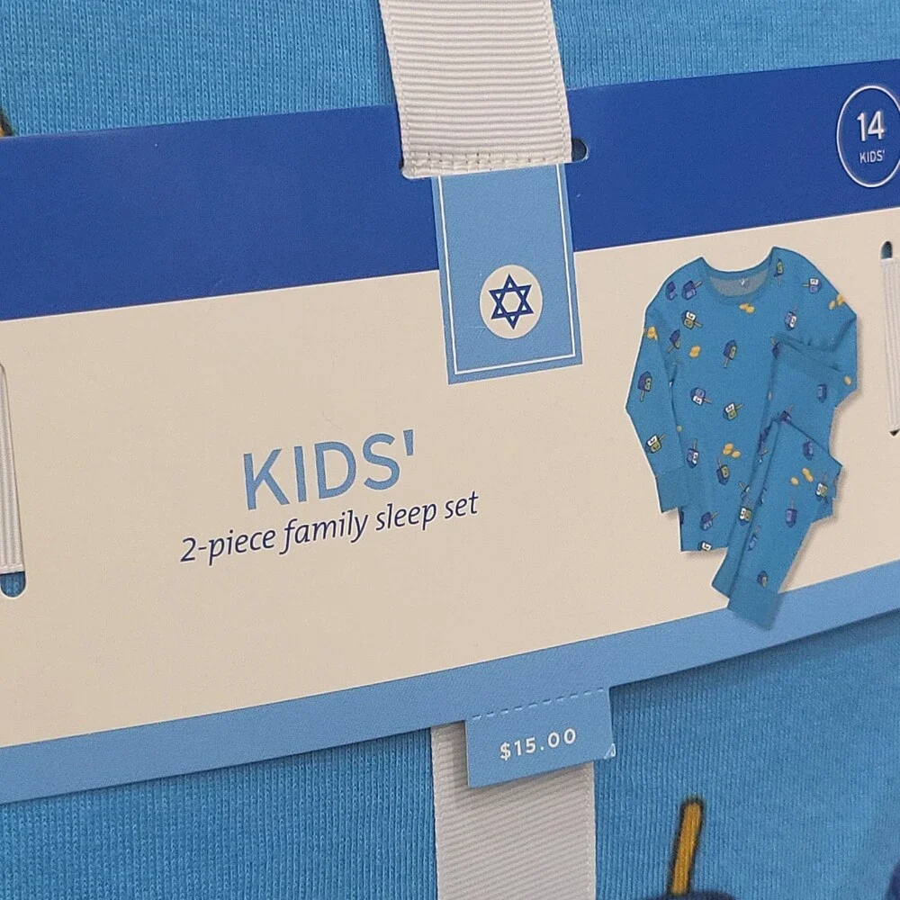 Wondershop Kids Boys Girls Family Sleep Hanukkah Pajama Set Blue Size 14